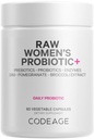 Codeage Surowiec Women 's Probiotic + Supplement - 34 Probiotic Strains, 100 Billion CFU, Digestive Enzymes, Prebiotic Blend, DIM, Herbal Extracts, Phytonutrients - Non-GMO - 30 kapsułki