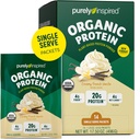 Proch do protein organicznych, 14 jednorazowych zestawów do podawania, Creamy Vanilla - 20 g proszku z proteiny na bazie plantacji dla koktajli i shakes - Darmowy, niemodyfikowany genetycznie - dla mężczyzn i kobiet