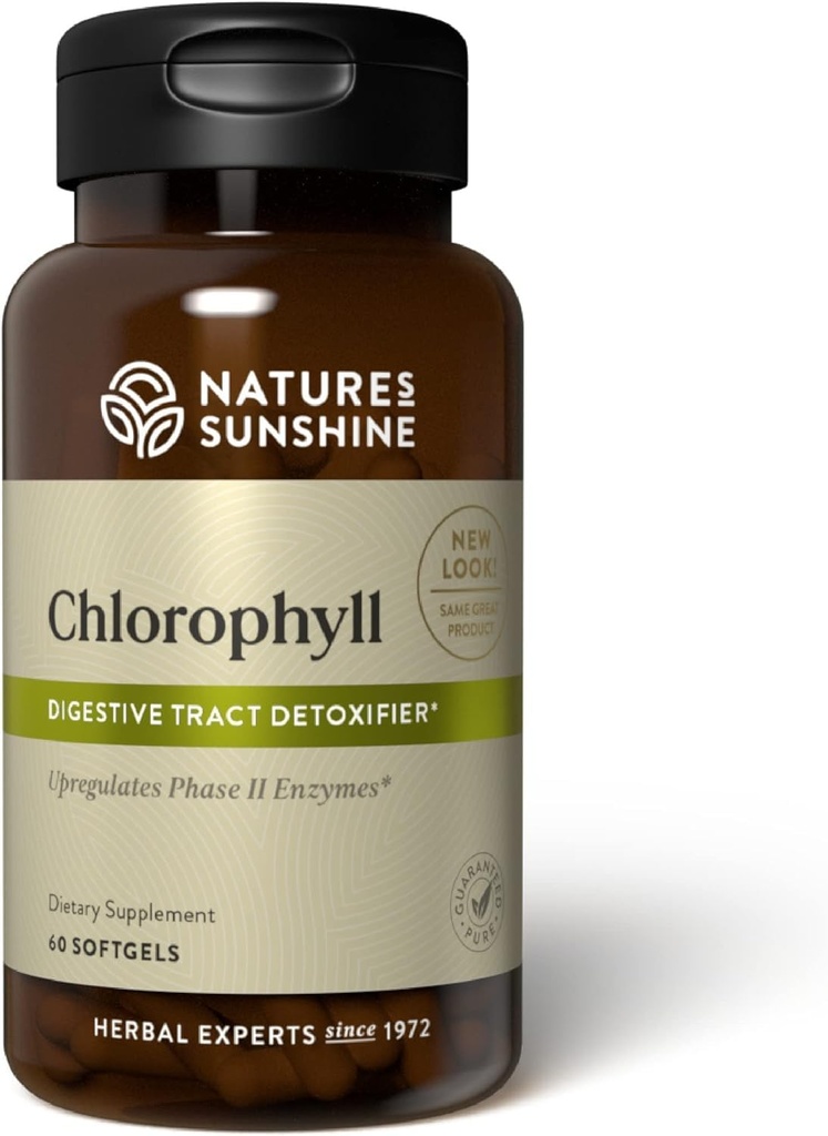 Nature 's Sunshine Chlorophyll, 60 Softgel kapsułki: Support Trawienie, Immunitet & Detoksykacji z wewnętrznych korzyści deodorant. Kapsułki easy- to- Połknięcie Promować ogólne Well- Being & Energia