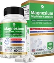 1 Body Magnezu Glycinate Complex, Wysoka Absorpcja Magnezu Suplement dla uspokojenia, Relaks mięśniowy i wsparcia zdrowia kości, Wegan z MCT oleju i śladowe minerały, Non-GMO, 60 Kapsułki