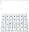 XL Pill Organizator 4 razy dziennie, BUG HULL Extra duży Weekly Pill Case Pudełko, 7 Dzień Pojemnik na witaminy Daily Pill Holder do oleju Cod- Wątroba, Witaminy, Suplementy (biały)