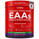 Mino Essential Amino Acids Supplement. Berry Blast, proszek z kofeiną. Wszystkie 9 EAA, BCAA i The Perfect Amino na treningi, Amino Energy, i budować mięśnie i odzyskać szybciej.