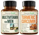 Vimerson Health Men 's Multivitamine + kurkumina kurkuminowa z ekstraktem Black Pepper Bundle. Wspólne i immunologiczne Wsparcie, Discomfort Relief, Właściwości przeciwutleniacze dla niego