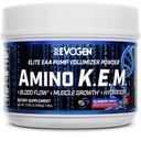 Evogen Amino K.E.M. - EAA & BCAA Pompa proszkowa Glumizer 124; BCAAs Acids Supplement for Blood Flow, Muscle Growth, & Hydration Aglomeracja 124; Blueberry Apple