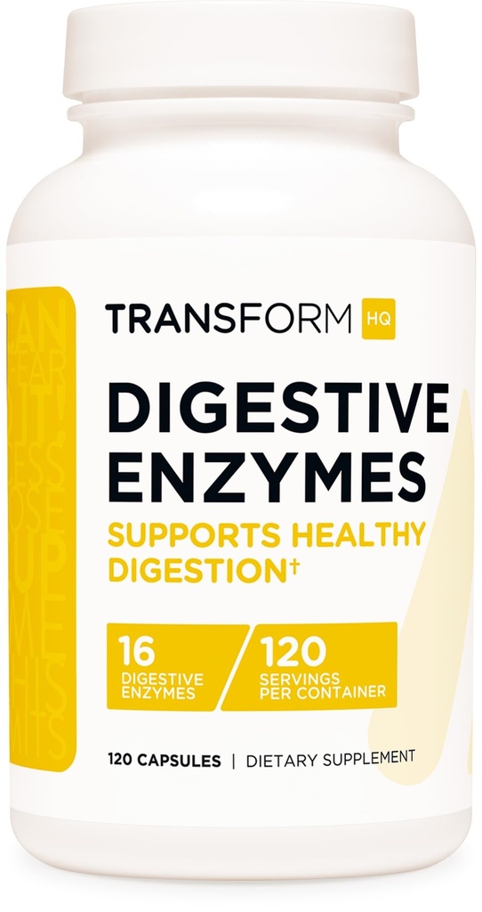 TransformHQ Digestive Enzymes Supplement (120 kapsułek) - 16 Enzymów, Wsparcie zdrowej diety
