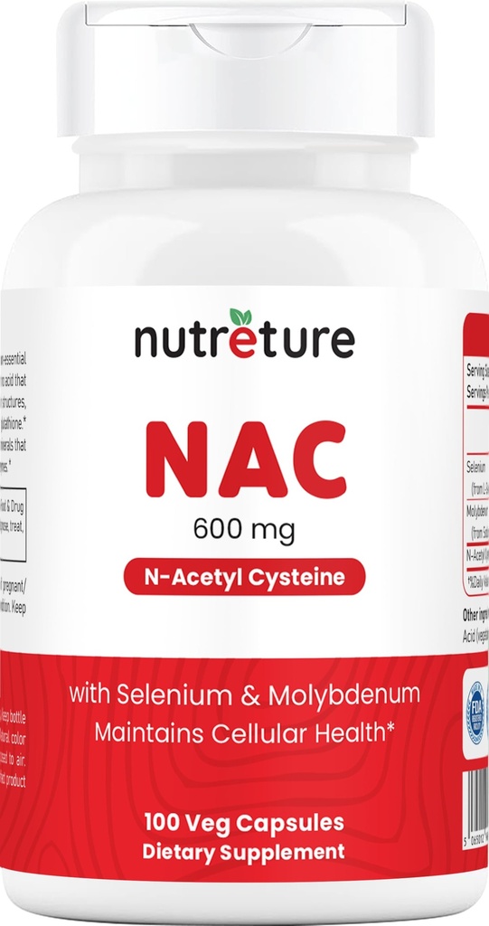 Suplement NAC N- Acetylocysteina Suplement wątroby z selenu i molibdenu dla zdrowia wątroby 124; N- Acetylocysteina 600 mg 100 Kapsułki