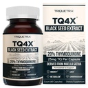 20% Thymoquinone Black Seed Oil Extract Kapsułki - TQ- Advanced 4X ®: Pothent Thymoquinone Concentration Available - 60: 1 Koncentrat z Nigella Sativa, postać surowa, Wegan, Butelka szklana (60 Kapsułek)