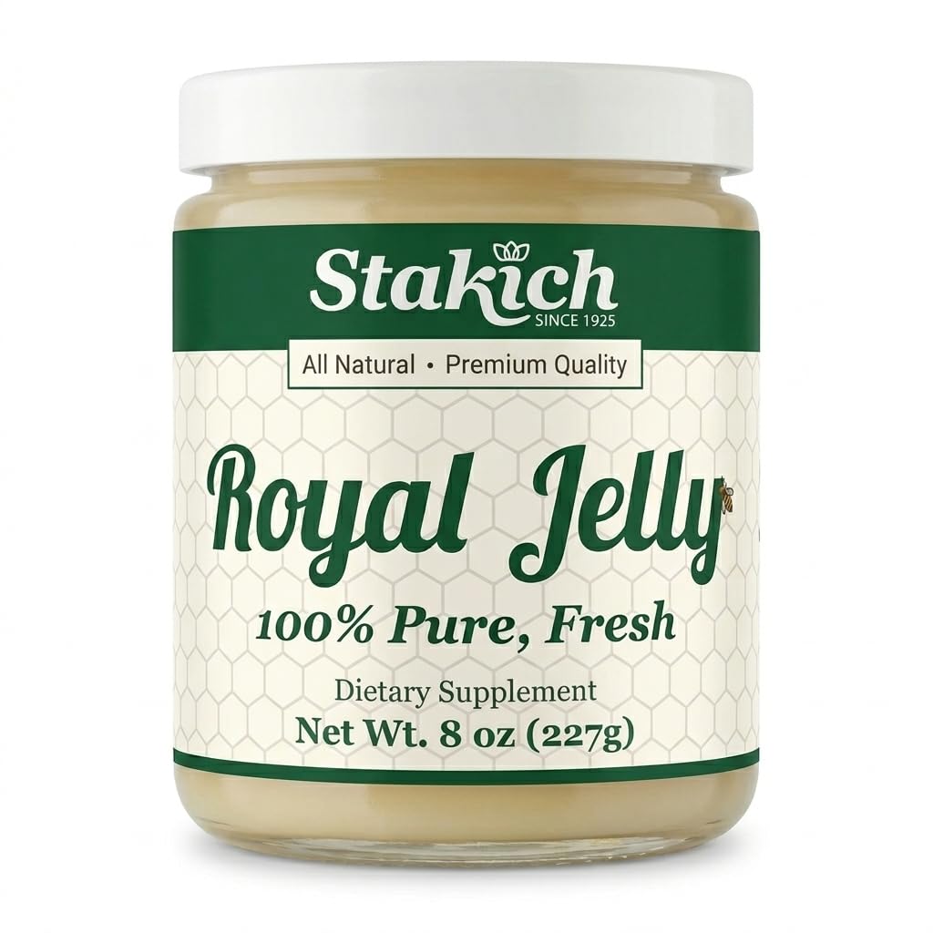 Stakich Fresh Royal Jelly - Czysta, cała naturalna - Brak dodatków / aromatów / środków konserwujących Dodano - 8 uncji (227 Gram)