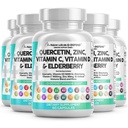 Czyste Nutraceuticals Quercetin Cynk Witamina C Witamina D Bromelain Elderberry - Płuc Immune Supplement Assistance Dorośli z Artemisinin, Sea Moss, Echinacea, Ulga alergiczna (60 Hrabia (5 sztuk))