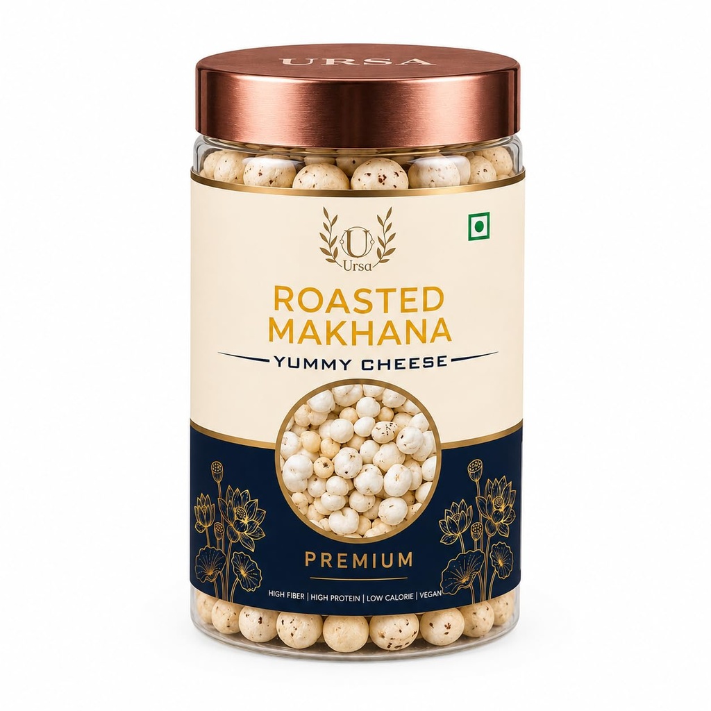 Ursa U Roasted Makhana, Cheese Flavour, Gluten Free, Rich in Calcium, Source of Protein and Fiber, Zero Cholesterol (80 g)