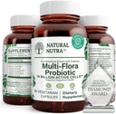 Natural Nutra Ultimate Flora Probiotic dla kobiet i mężczyzn, Pomaga poprawić trawienie, przyczynia się do ogólnego zdrowia, Promotes Immune System, Wielokropek z Lactobacillus, Acidophilus, 60 Kapsułki