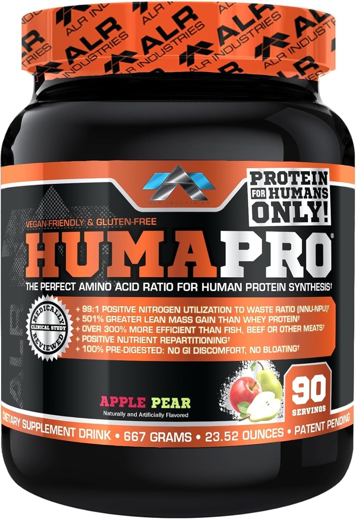 Humapro124; Acids Amino Protein Matrix for People 124; 99% wykorzystania dla Lean Muscle Nex124; Vegan, Gluten Free Next 124; 667g / 90 Servings (Apple Pear)