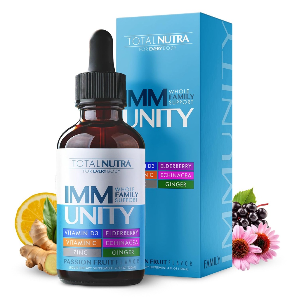 Razem 6- in-1 Płynny suplement multiwitaminowy DEVE 124; 100% Codziennie Cynk, Witamina D3, Witamina C Odporność Drops Witamina płynna Echinacea, Wsparcie dla dorosłych i dzieci