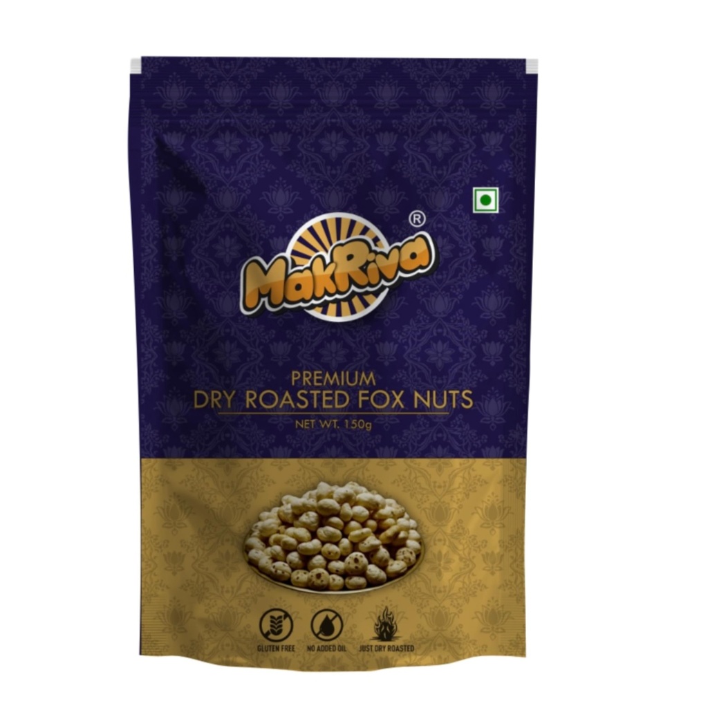 MAKRIVA Premium Dry Roasted Foxnuts (ReadytoUse Makhana) 150G Blue Golden |Pack of 1