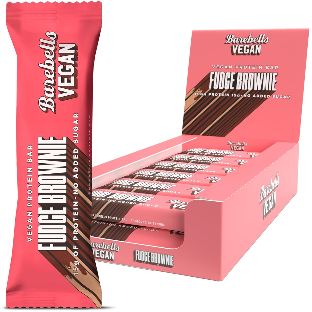 Barebells Vegan Fudge Brownie Protein Bar 55g – Plant-Based High Protein Snack, No Added Sugar, Vegan Chocolate Brownie Flavor