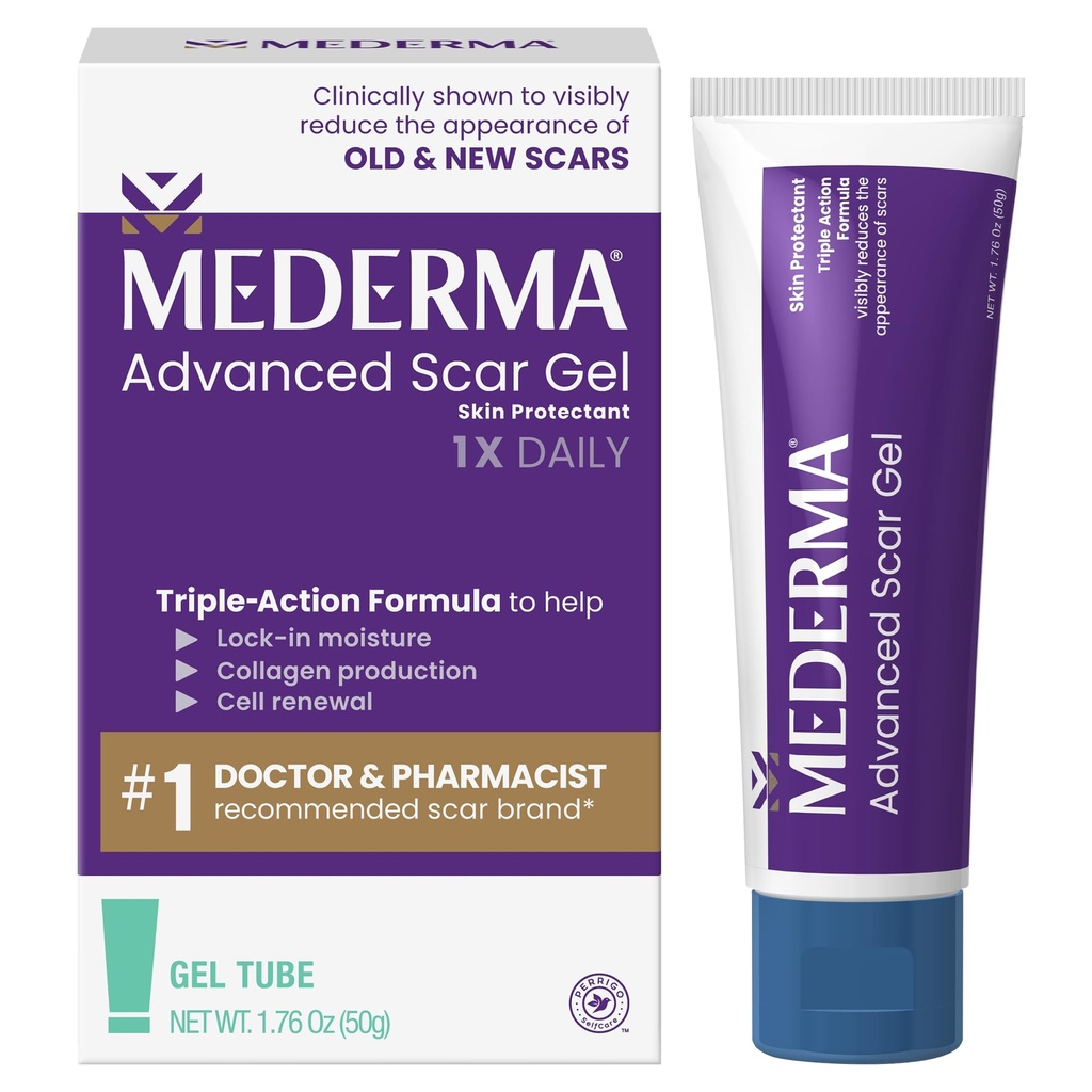 Mederma Advanced Blizna żel - traktuje stare i nowe Blizny, zmniejsza wygląd Blizny z trądziku, chirurgii, oparzeń, urazów i znaków Stretch, 1.76 Oz (50g)