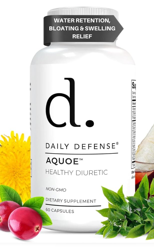 Pigułki diuretyczne - Pigułki żurawinowe z zieloną herbatą, mniszek, cydr jabłkowy & więcej - Aquoe Water Away Pills for Bloating & Fitness - Pigułki wodne przez Daily Defense, 60 Kapsułki