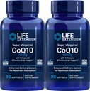 Life Extension COQ10 Super Ubichinol 100mg 90 Count (Pack of 2) z ulepszonym Mitochondrial Wsparcie