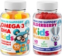 Dr MORITZ Cardio & Immune Boost Duo - Dzieci Omega 3 Gummeje (90 hrabies) z Gummei Elderberry dla dzieci (60 hrabiego)