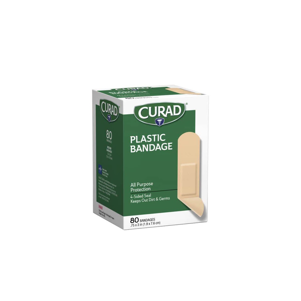 Curad plastikowe bandaże .75 X 3 Inches 80 Każdy