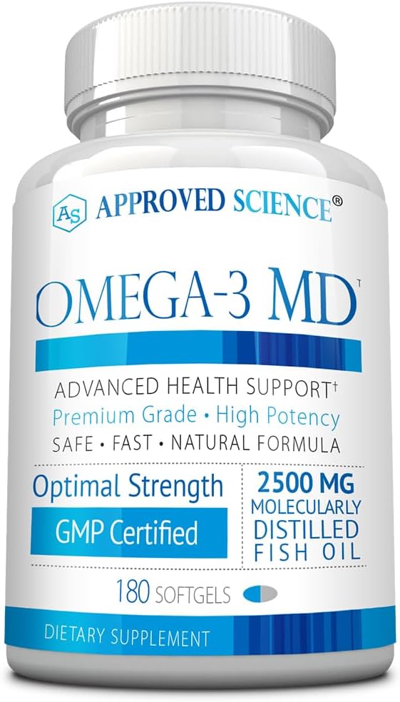 Omega- 3MD - Olej rybny EPA & DHA - Poprawa zdrowia kognitywnego - 1 butelka - 3 miesięczne dostawy
