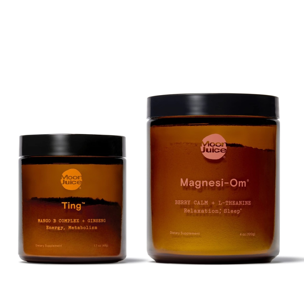 Ting & Magnesi- Om przez Sok księżycowy 124; Ting Witamina B Kompleks & Ginseng dla bezkafeinowej energii naturalnej & Magnesi- Om Magnezu Proszek suplement do relaksacji 124; Bezkafeinowa energia & Głęboka relaksacja