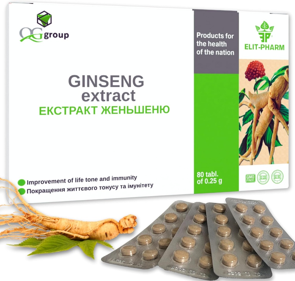 Grupa QG Ginseng Extract & Licorice Root Extract z witaminą C (80 tabletek - 210mg każdy) Suplement diety dla mężczyzn i kobiet