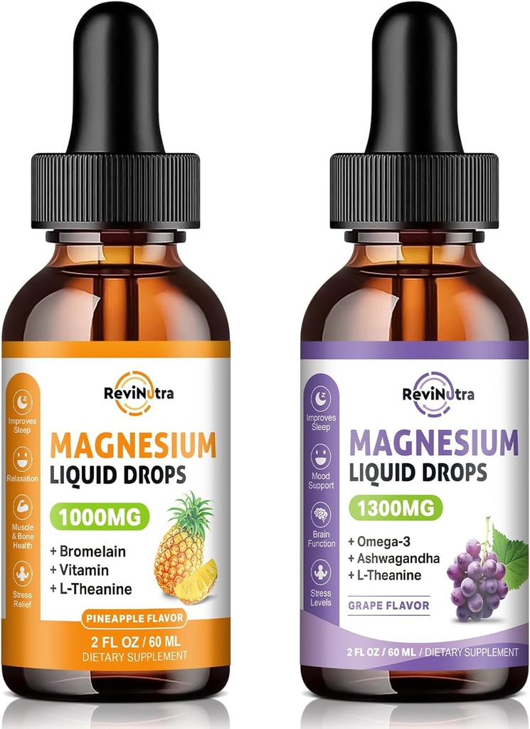 2 opakowania Magnezu złożone krople płynne Ananas & Flavor winogron