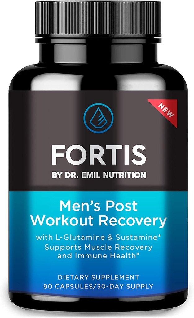 DR. EMIL NUTRITION Fortis Post- Workout Recovery kapsułki dla mężczyzn z L- glutaminy i Sustamine do wsparcia Odzyskiwania mięśni i immunologicznego zdrowia, 30 Służenia