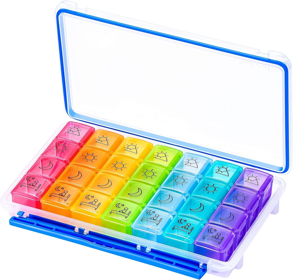 NuLeaf Pill Organizator 4 razy dziennie, duże zespoły przenośne 7 dzień 4 razy dzień Pill Organizator podróży z Moisture- Proof Design do przechowywania witamin, suplementów i leków