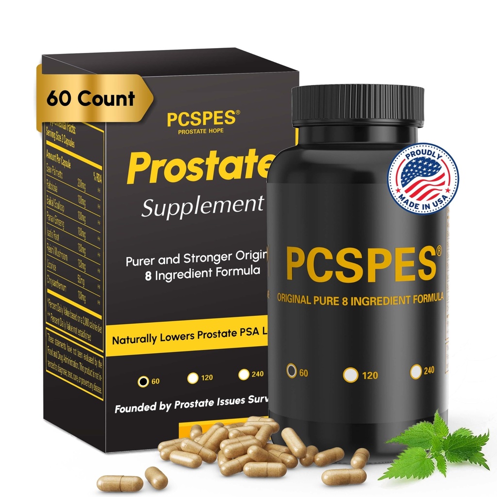 Prostate Health Supplements for Men - Dolny poziom PSA Naturalnie z Saw Palmetto & 7 Czyste zioła - Bladder Control Supplements & Reduce Night Urnation 60 Count