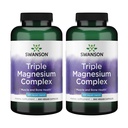 Swanson Triple Magnezu Complex - Suplement mineralny - Natural Support - Wyposażony w cytrynian, tlenek i asparaginian - (300 kapsułek, 400mg każdy, 2 opakowania)