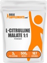 BulkSupplements.com L- Citrulline Malate 1: 1 Powder - Citrulline Powder, Amino Acid Supplement - Unflavored & Gluten Free - 3g per Servings, 500g (1.1 lbs) (Opakowanie po 1)