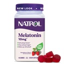 Natrol Melatonina Gumiaki, Wsparcie snu dla dorosłych, Melatonina 10 mg, 140 Strawberry- Smakowane, Do 70 Dni