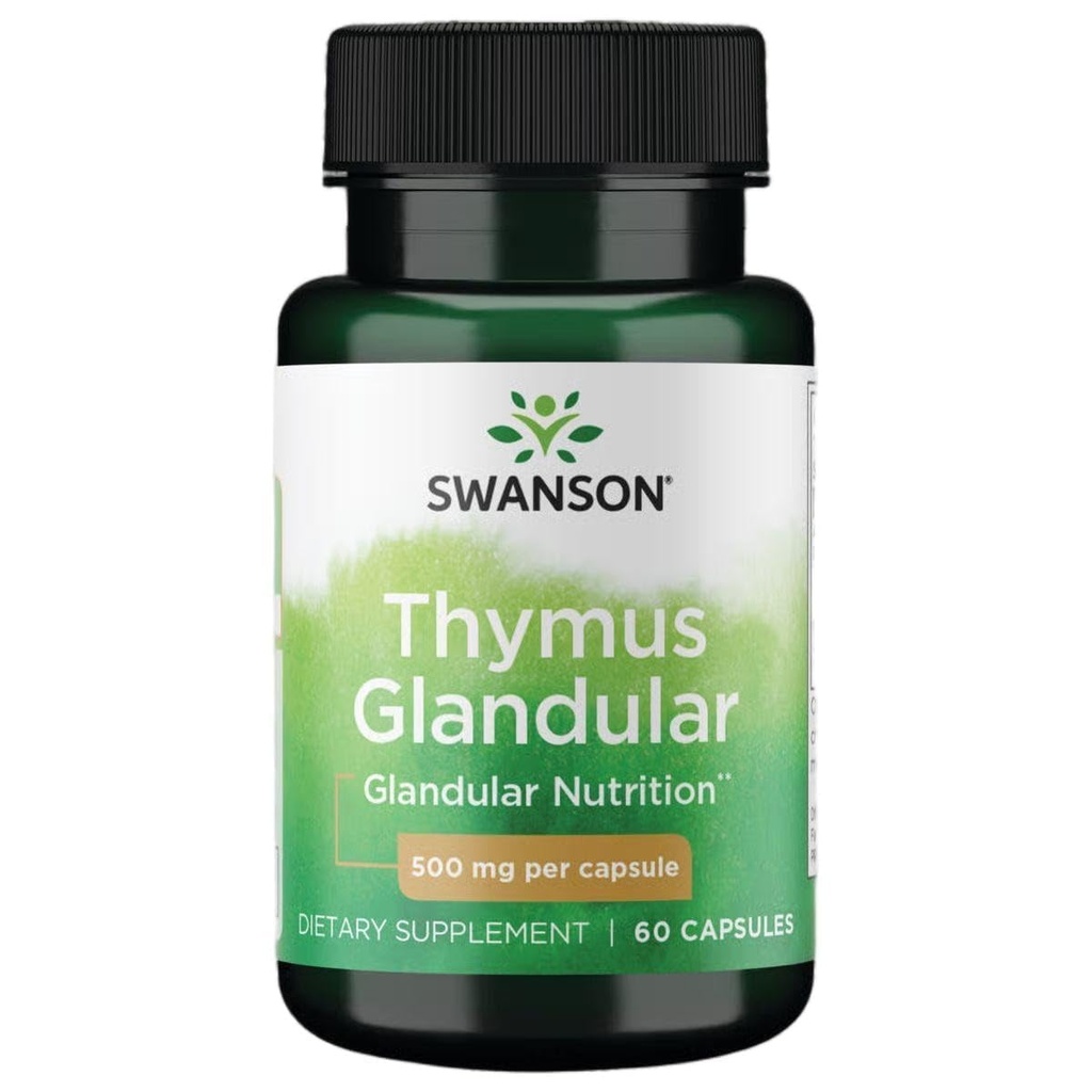 Swanson Raw Thymus Glandular 500 Miligramów 60 Kapsułki