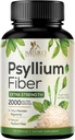 Pyllium Husk Powder kapsułki 2000mg, Natural Daily Rozpuszczalny i nierozpuszczalny Fiber Pigułki, Psyllium Husk Fiber Suplement Wspomaga odżywianie Colon Zdrowie i Regularność, Suplement na bazie roślin - 120 Kapsułki