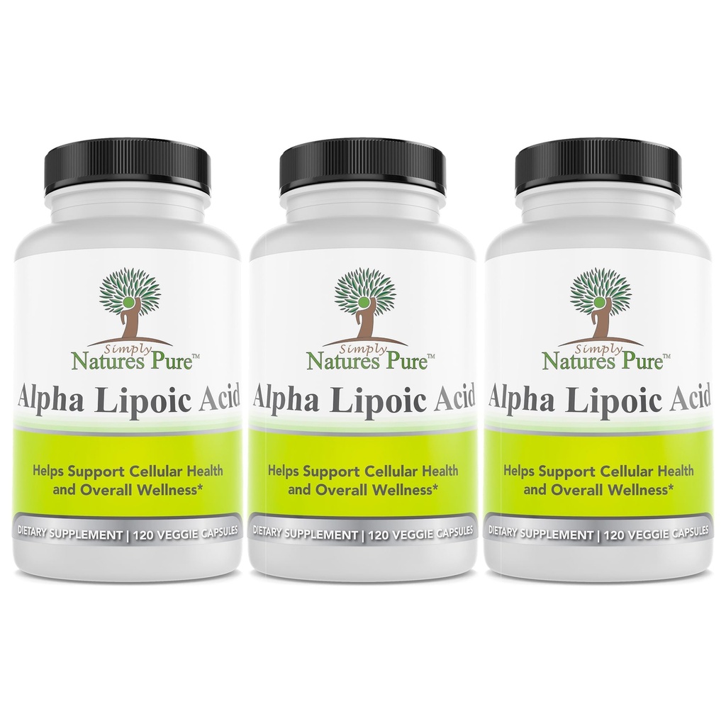 Pure Alpha Lipoic Acid 600mg 360 kapsułki wegetariańskie, kwas tioktyczny niezmodyfikowany 12 miesięcy dostaw