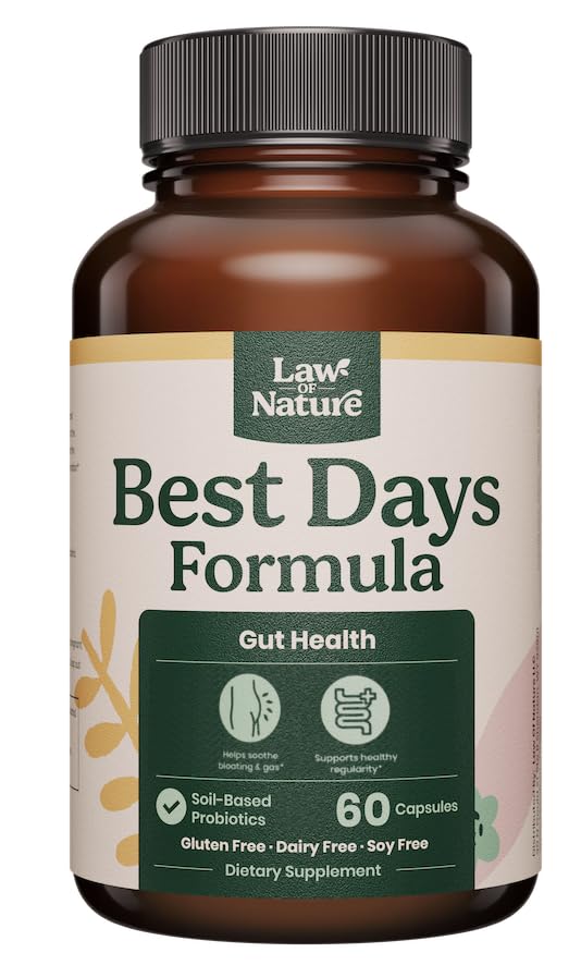 Formuła najlepszych dni 124; Advanced 5- in-1 Gut Support for Bloating, Gas & Irregularity 124; Probiotyki oparte na glebie + Prebiotyki, L- Glutamina, Aloe Vera & More