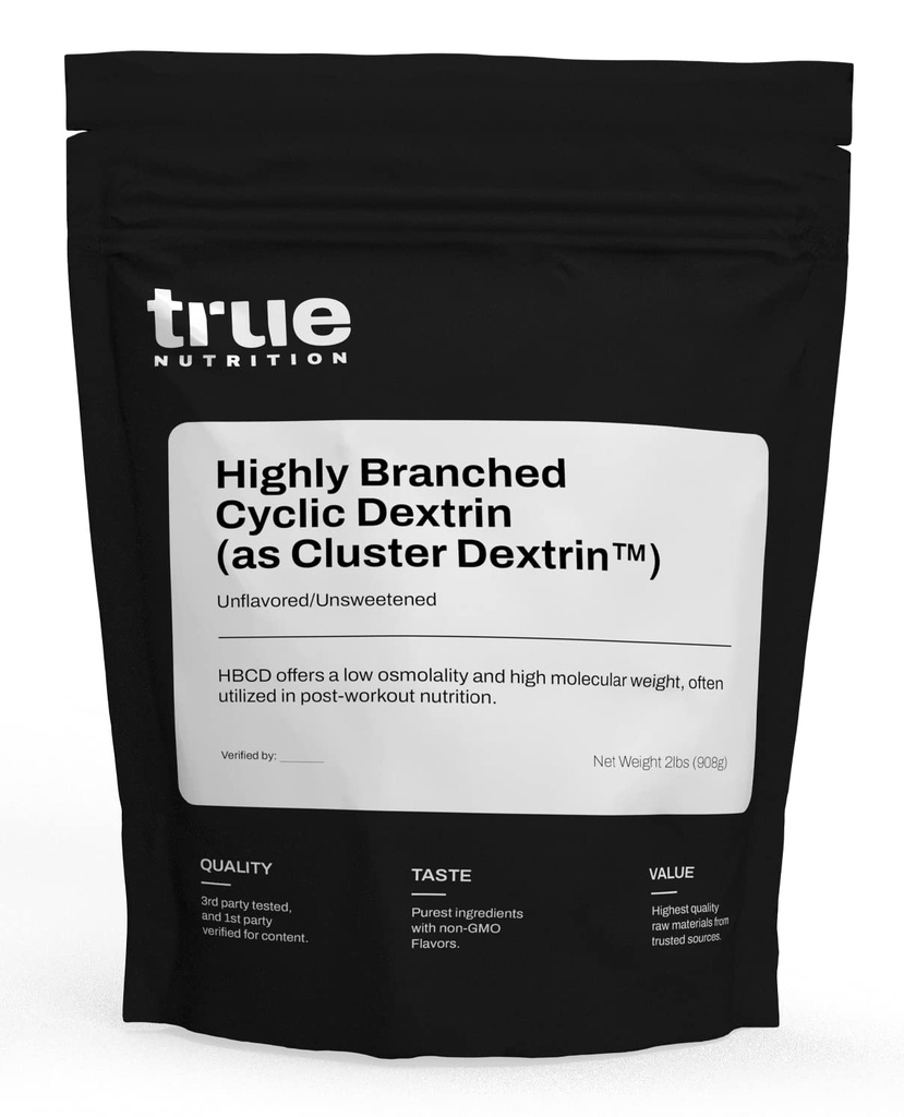 True Nutrition - Wysoce rozgałęziona cykliczna dekstryna - Węglowodany proszek do długotrwałego intra- Workout energy, Ulepszony Post- Workout Odzysk mięśni - Wegan i Non-GMO - Unflavored 2lb.