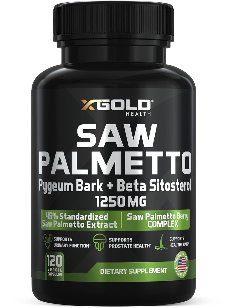 X Gold Health Saw Palmetto Prostate Supplement dla mężczyzn 124; Pygeum Bark Resource 124; Beta Sitosterol Supplement Resource 124; Potent 3X Formuła Reference 124; Funkcja moczu Prostate 124; DHT Blocker Hair Growth Resource 124; 4 Miesiąc Dostawy Made in USA