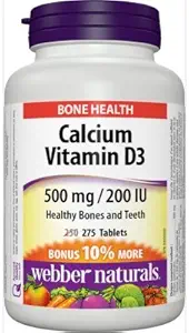 Webber Naturals Karbonian wapnia 500 mg z witaminą D3 200iu, 275 Tabs Bonus Pack