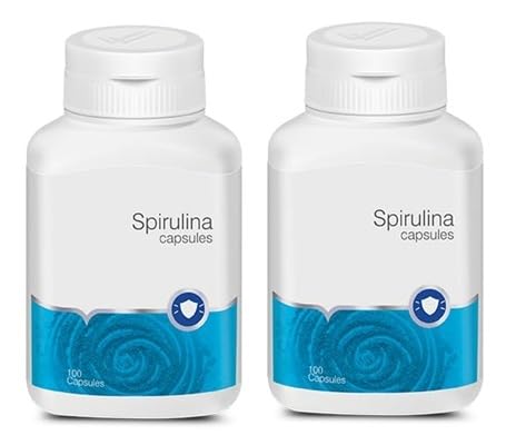 Spirulina Capsules, Dietary Supplement Pack of 2-100N EACH