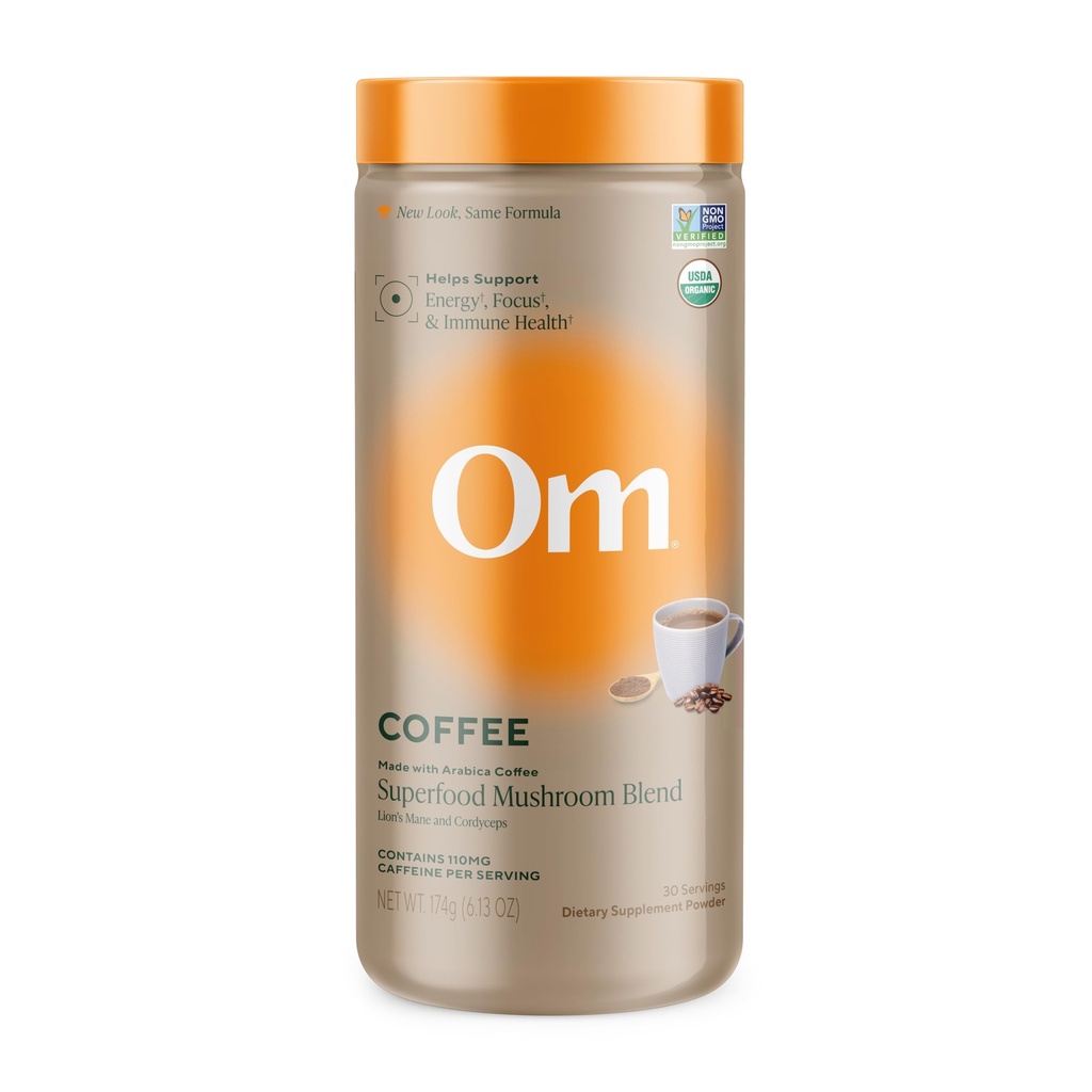 OM MUSZKA SUPERFOOD mieszanki kawy - Organic Arabica z grzywą Lwa, Cordyceps, Reishi, Turcja Ogon i Ginkgo - Wsparcie energii, Focus & Clarity - 6.24 Oz Canister (30 Słupki)