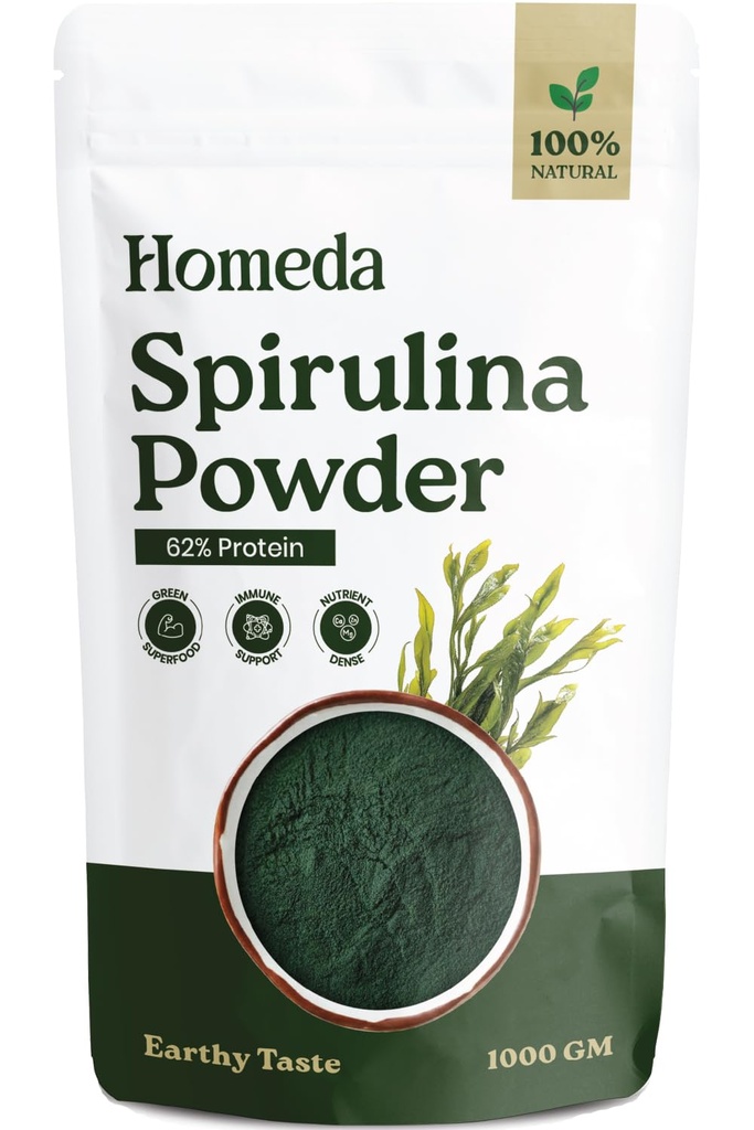 Shudh Online spirulina powder 1kg Organic | Certified Organic Spirulina Powder for face, Dried Spirulina Protein Green Algae Powder, Plant based Superfood Powder for Smoothie (1000g / 1 kg)
