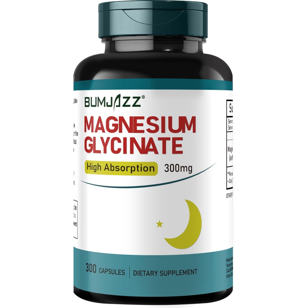 Magnezu Glycinate Supplement - Magnezu Supplement Magnezu Glycinate 300mg - 100% Chelated for High Absorption Vegan Essential Mineral Supples 300 kapsułki