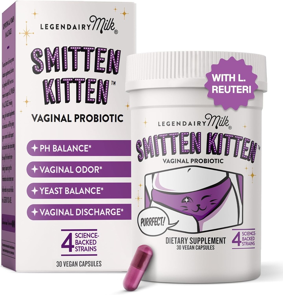 Legendyjskie mleko Smitten Kitten ™ - Probiotyki waginalne dla kobiet - Studiowane klinicznie Probiotyki Lactobacillus Reuteri dla zdrowia waginalnego kobiet - Wspiera pH Równowaga, Flora & Urynary Tract Wellness