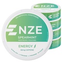 NZE Kofeina Nootropowe Pouches (Spearmint) - Energy Pouches z 50mg Kofeina, Alpha GPC, L- Tyrosine & L- Theanine bez cukru lub sztucznych słodzików - 15 Pouches per Can - 5 opakowań