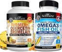 Turmeric Quercetin z suplementem Bromelain (1 miesiąc dostaw) Plus potrójne siły Omega 3 Softgels oleju rybnego (1 miesiąc dostaw)