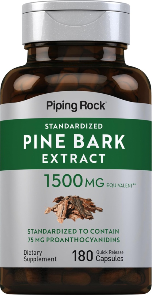 Piping Rock Pine Bark Extract Kapsułki 124; 1500mg 124; 180 Hrabia 124; Non- GMO, Gluten