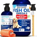 Omega 3 Fish Oil for Dogs - Better Than Salmon Oil - Skin and Coat Defense Liquid Supplement for Alergy Relief - High EPA & DHA for Shedding, Mobilność, Swędzenie, Joint & Bone Health Support - 8 FL OZ